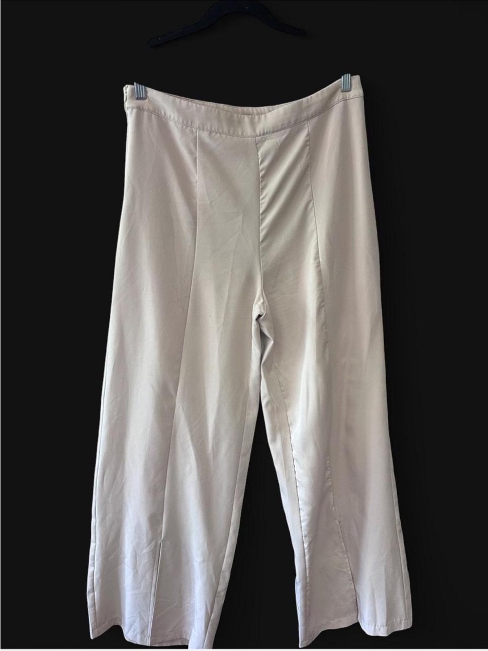 Cream High-Waist Wide Leg Pants